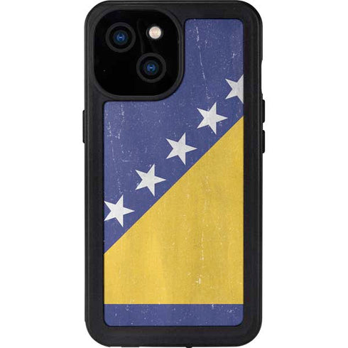 Bosnia and Herzegovina Flag Distressed iPhone 15 Waterproof Case